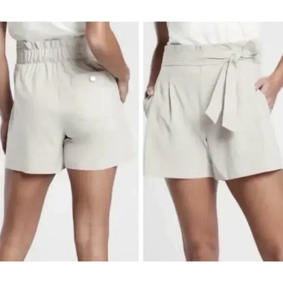 Athleta Shorts Skyline II Wrap Tie Waist Beige Plus Size 18 - Picture 1 of 11